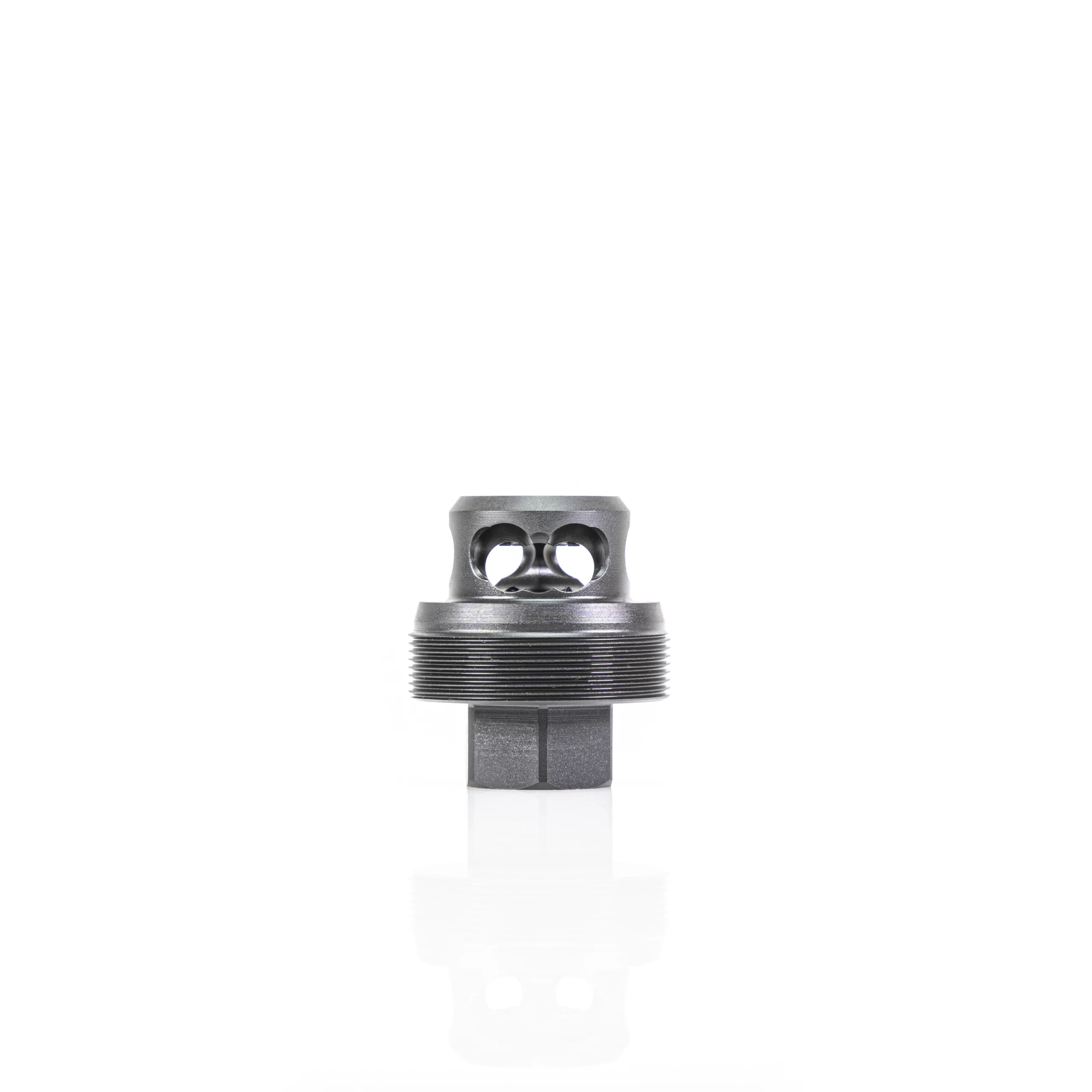Suppressor mount and muzzle brake adapter for THUD and TANTRUM Series Suppressors.